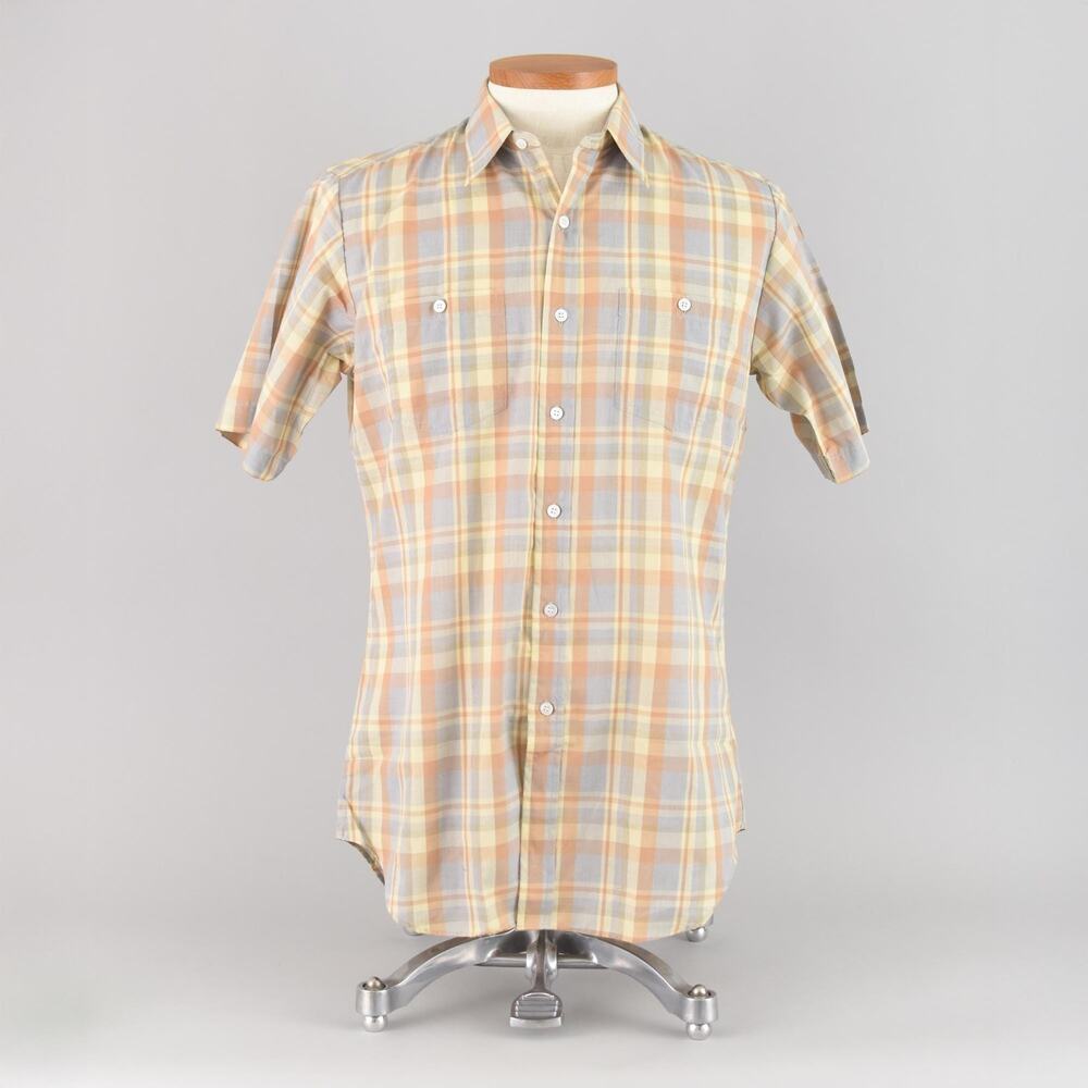 Andhurst 70s Short Sleeve Plaid Button Down Shirt Men's Small - Medium
